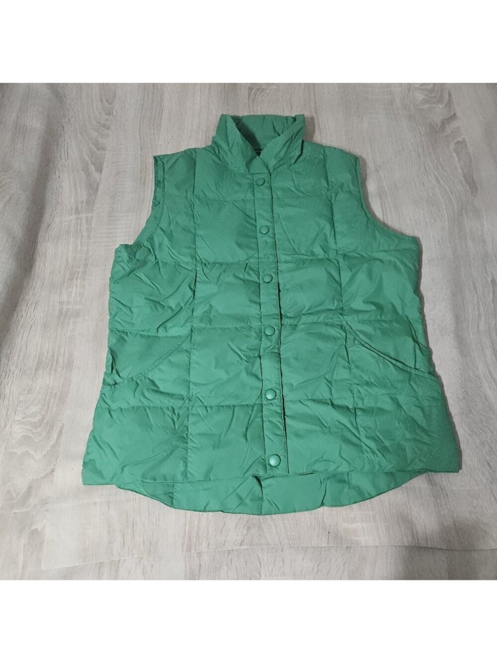 Lands End Womens Size S 6-8 Down Filled Puffer Vest Green Lightweight Fall